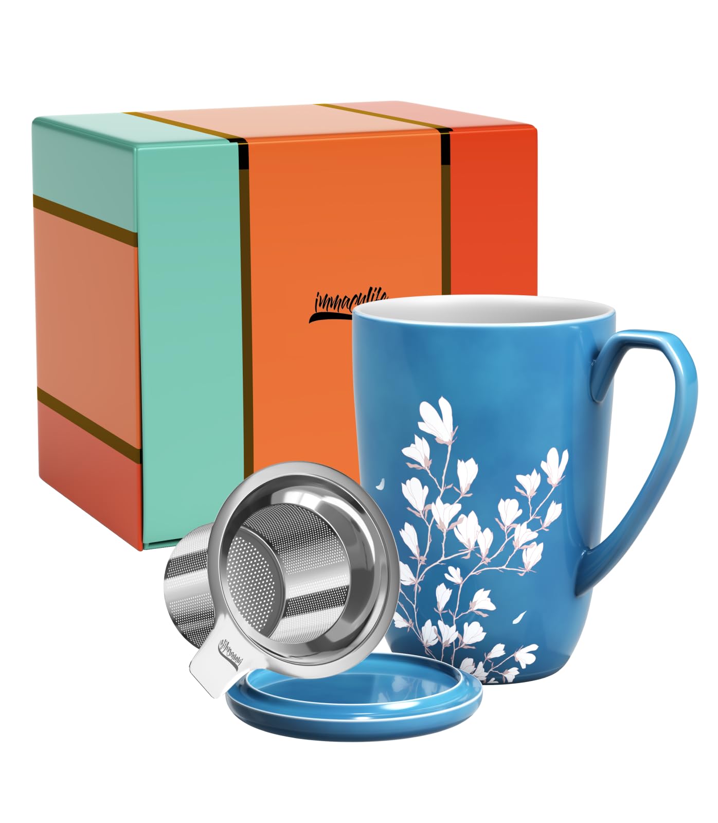 Amazon.com: immaculife 16oz Tea Mug with Lid and Infuser